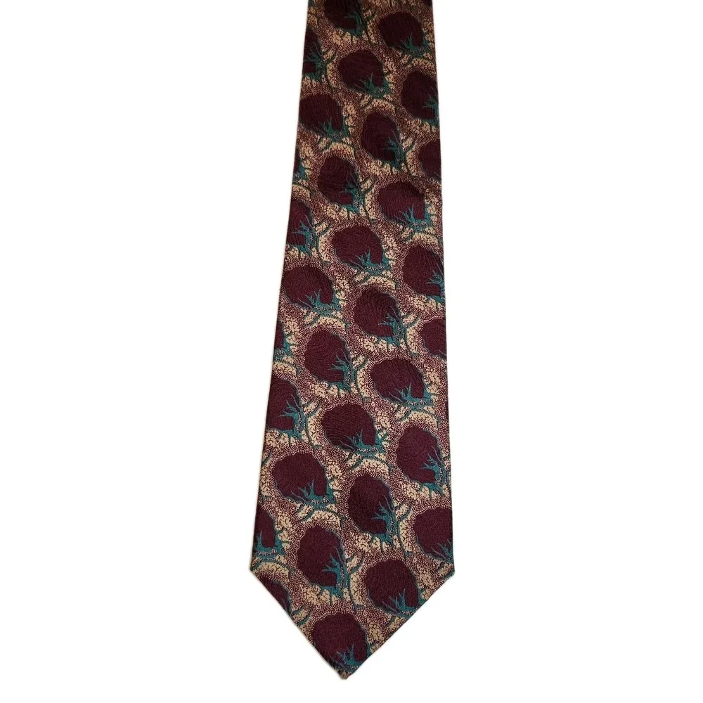 Vintage Giorgio Armani Cravatte Silk Tie Italy Abstract Eggplant Vegetable